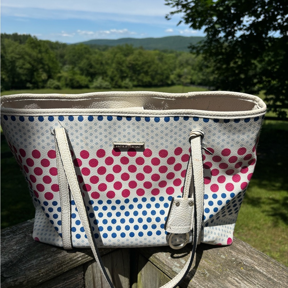 Dana Buchman White Polka Dot Women's Tote Bag